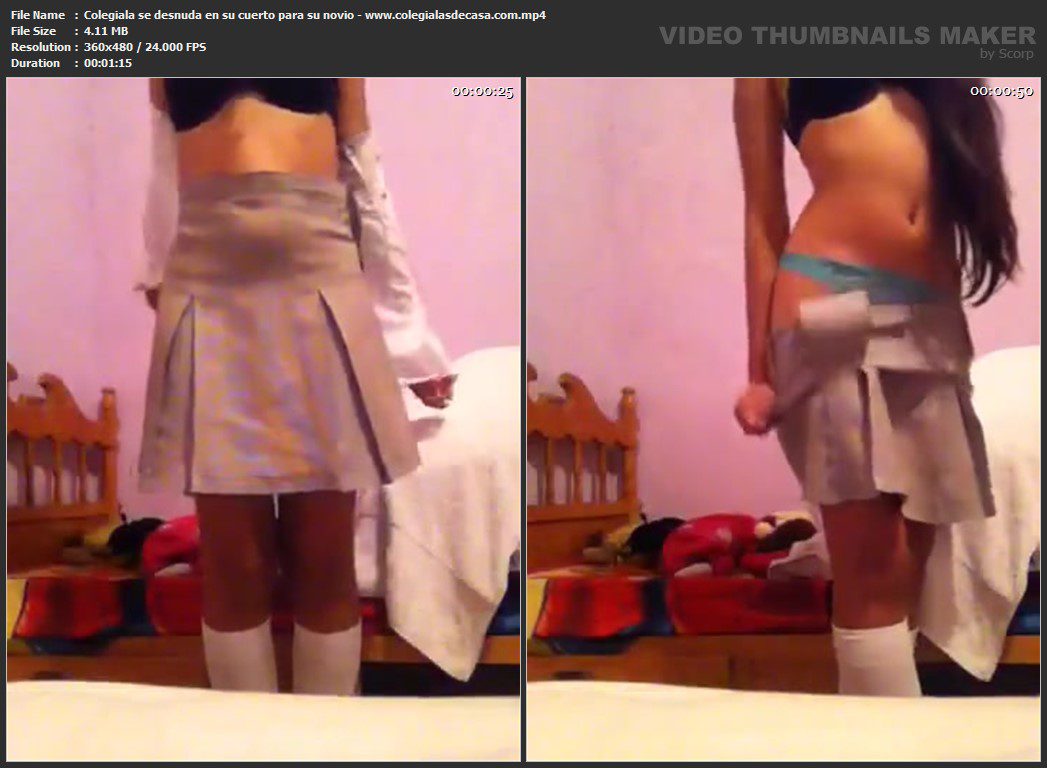 Linda colegiala con un cuerpazo quitandose el uniforme