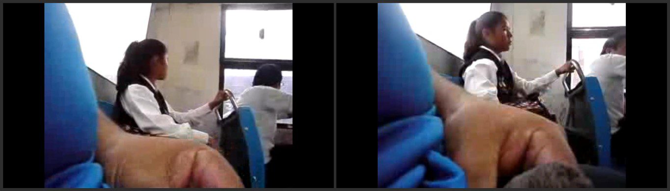 Mostrando el pene a colegiala en el bus part10