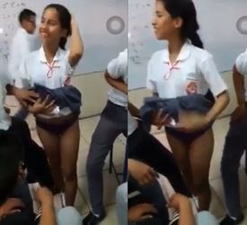 La mas tranquila del salon se pone cachondo con sus compañeros