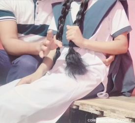 Morrita inocente se queda sola en el colegio con un escolar de grado mayor